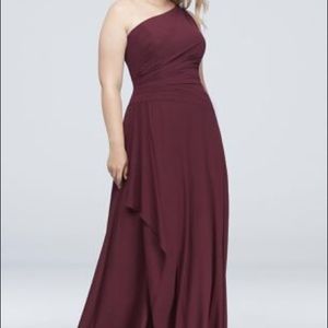 One-Shoulder Georgette Cascade Bridesmaid Dress